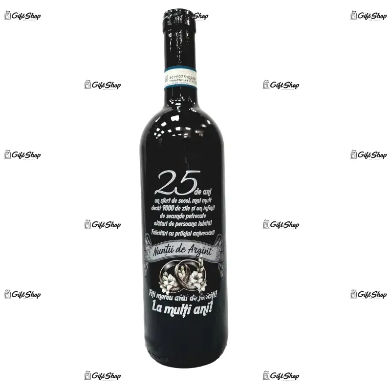 25 de ani nunta de argint, editie limitata, vin rosu cabernet sauvignon, demisec, 750ml, 13.5% alcool